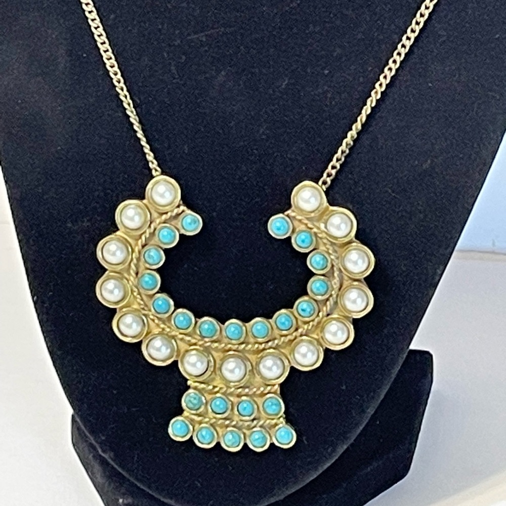 Lena Bernard Anthropologie Faux Turquoise Statement Pendant Necklace